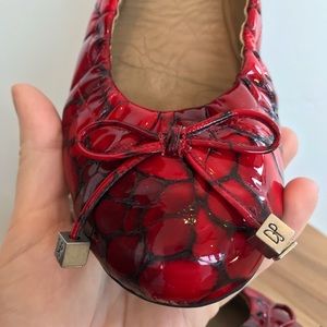 Donald J Pliner Red snakeskin ballet flats